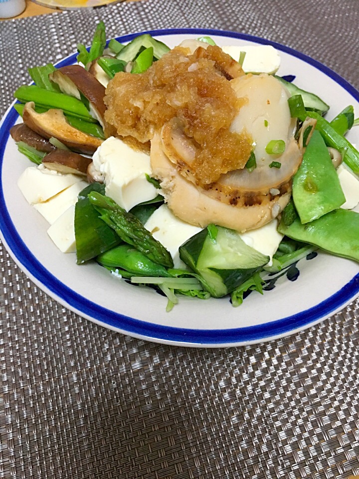 ホット野菜とホタテサラダ