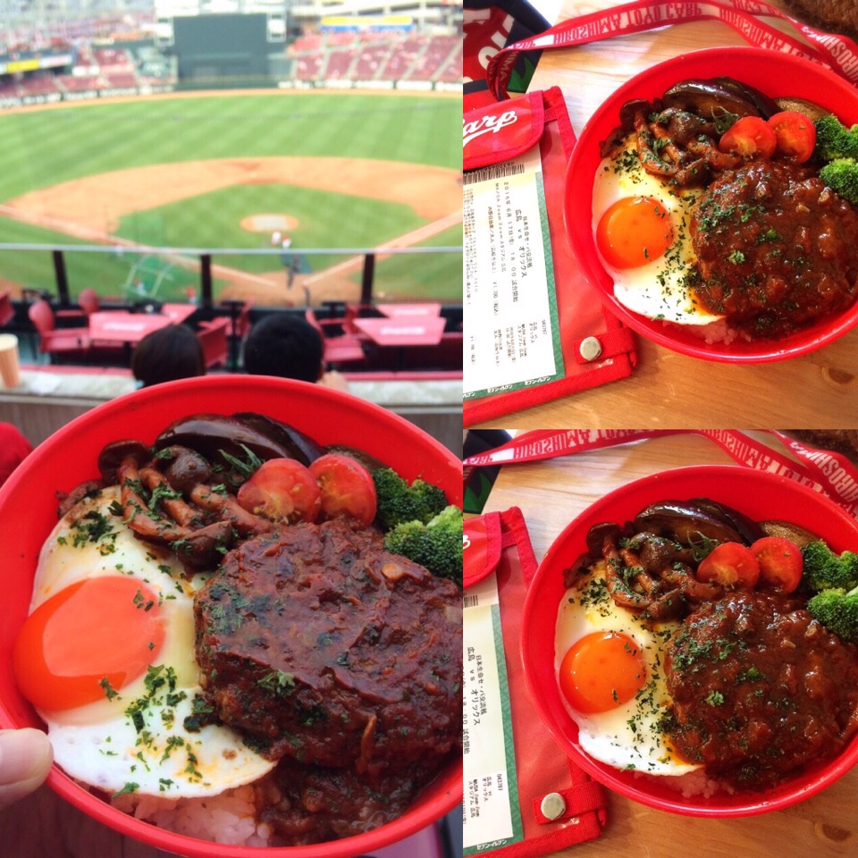 6月17日♡カープ観戦弁当 ロコモコ丼