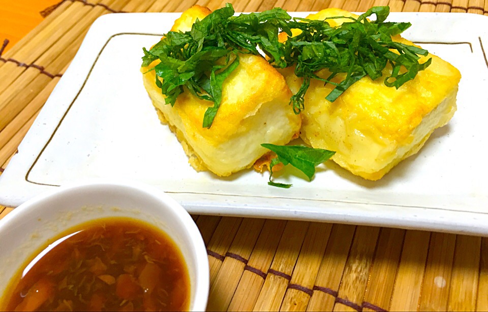 豆腐ステーキ〜梅肉ポン酢ダレ〜