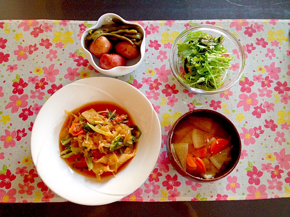 ベジ料理♡高野豆腐の野菜炒めのご飯