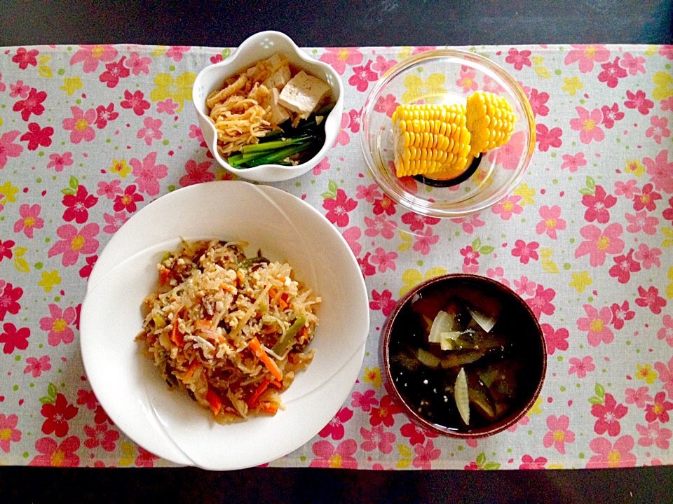 ベジ料理♡高野豆腐でチャプチェのご飯