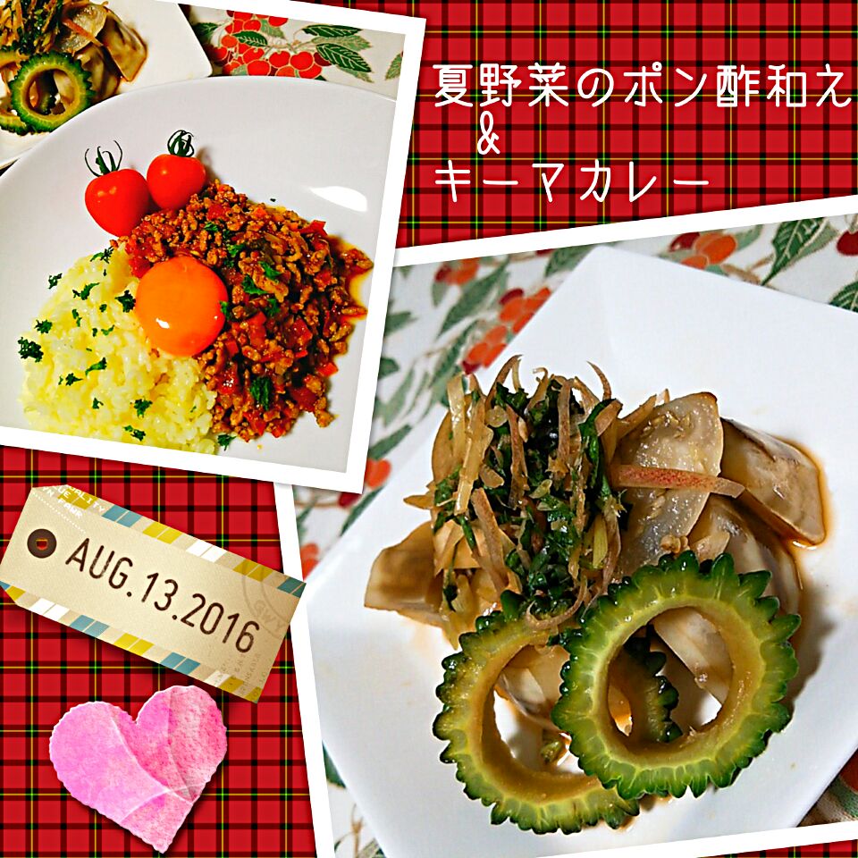 りまこちゃんの夏野菜のポン酢和え?とキーマカレー☆