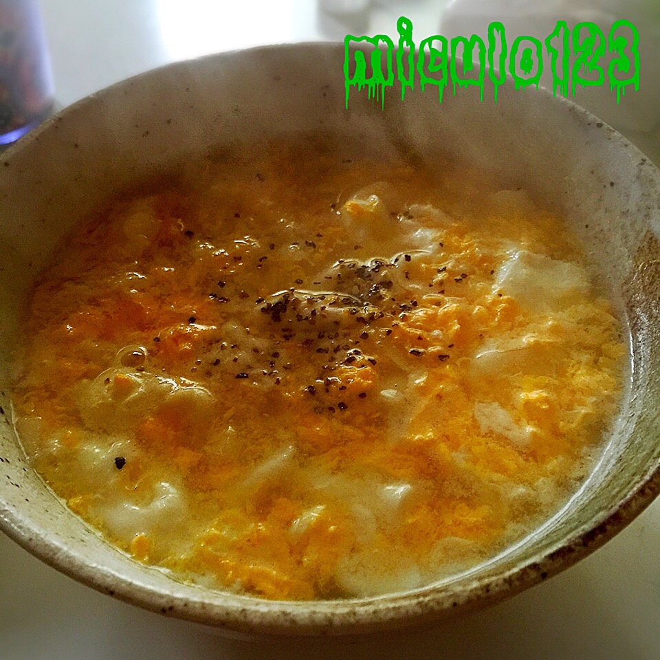 たっぷり玉子の餃子の皮スープ(◍•ڡ•◍)❤