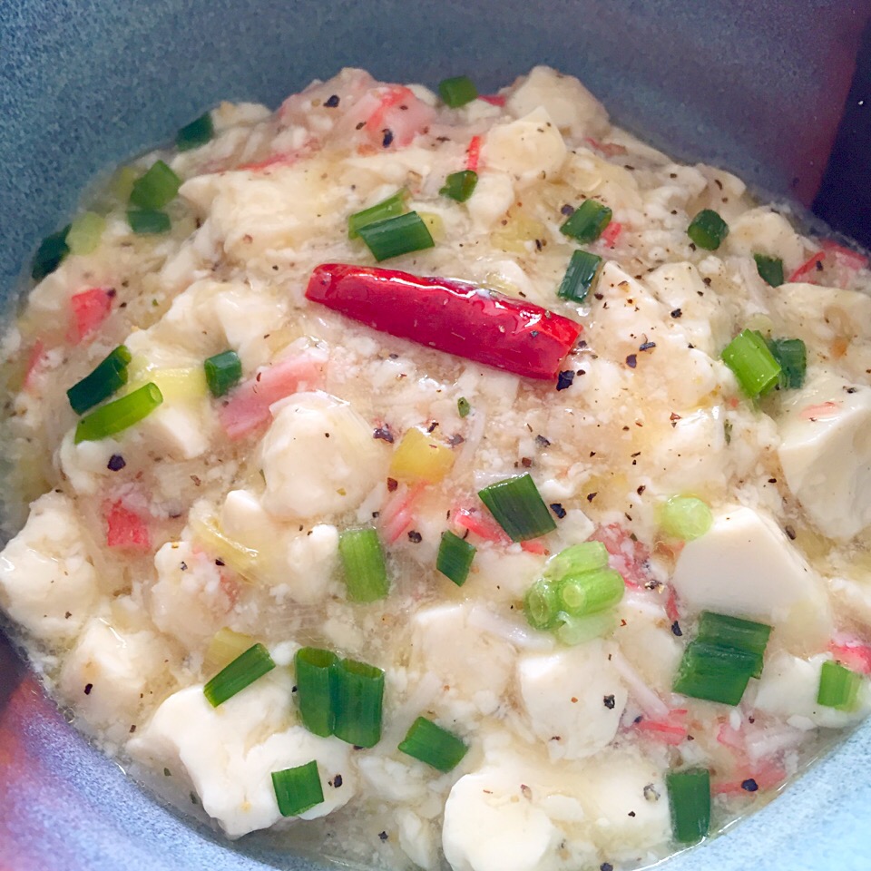 豆腐のペペロンチーノ風ふわトロ丼