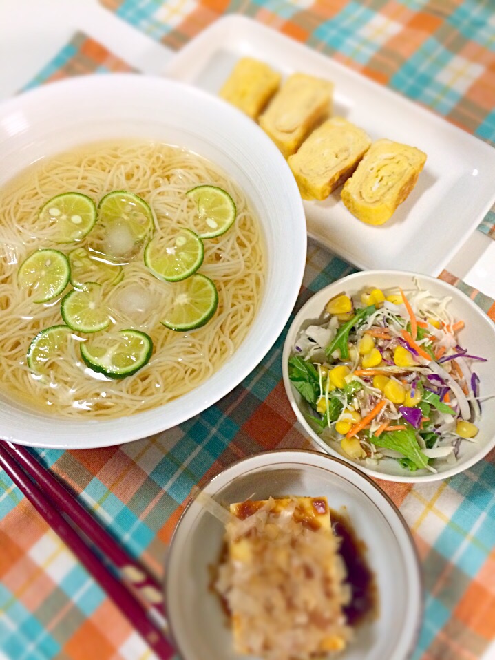 ・すだちそうめん
・だし巻きたまご
・冷奴
・コーンサラダ