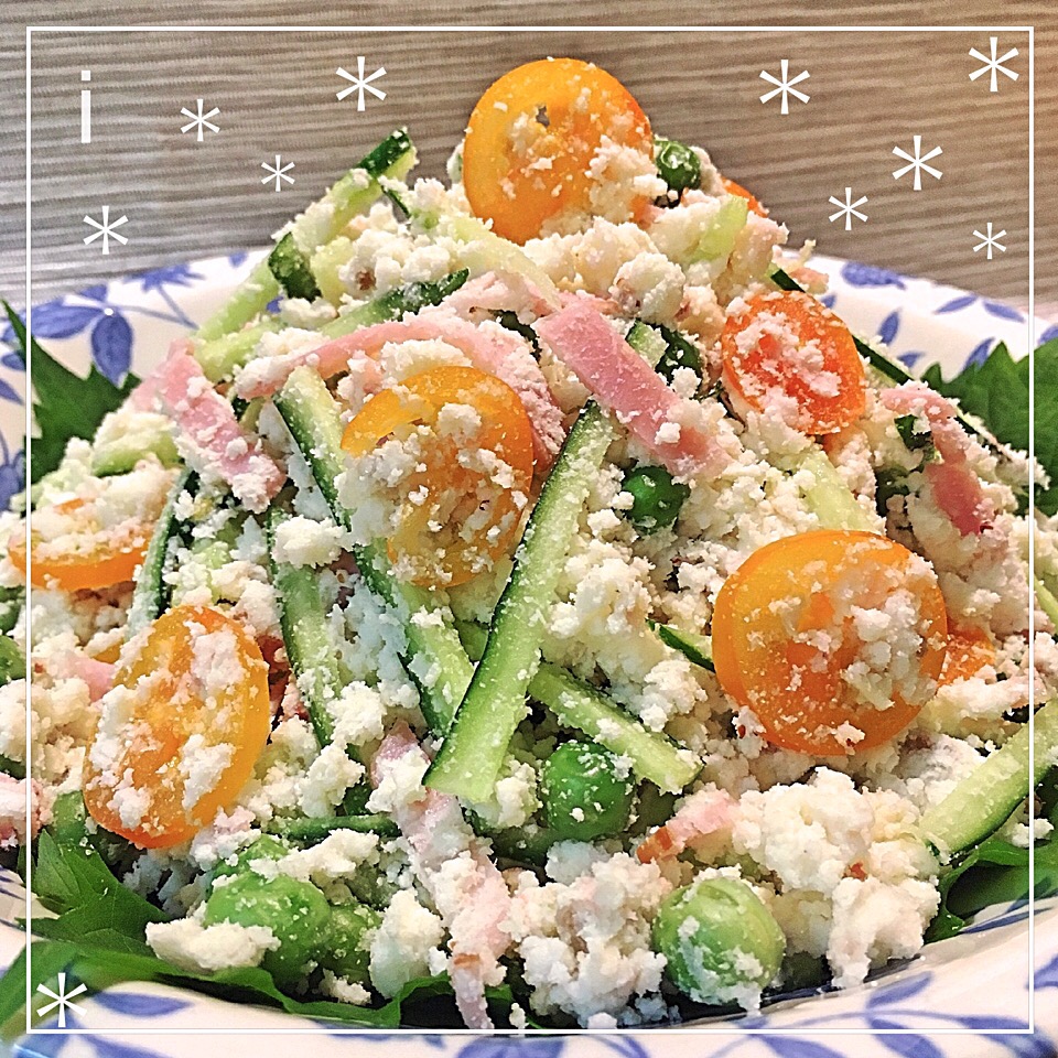 プーティちゃんの料理 おからサラダ♪ クリスマスバージョン 【Soy Pulp Salad for Christmas】