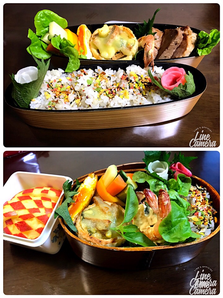 ばろんちゃんのじゃこ天でキッシュ&ロコタンの花ちりめん?でお弁当?