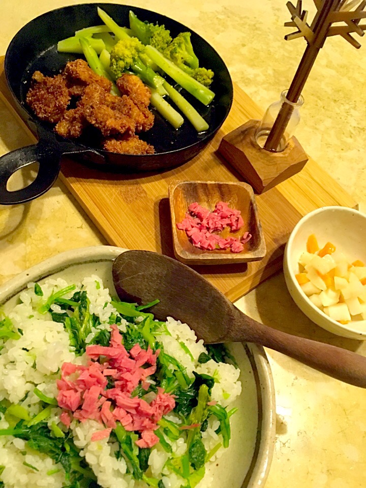 菜っ葉と生姜の混ぜご飯