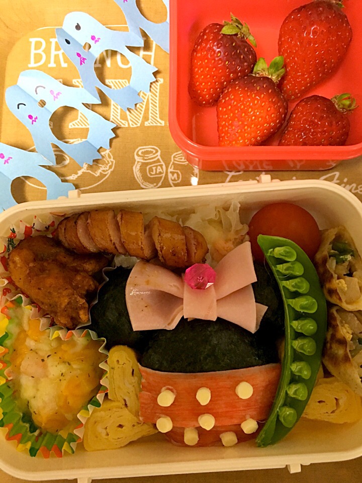 ミニーちゃん弁当#春休み #学童弁当 #やる気が無い弁当 #ミニー