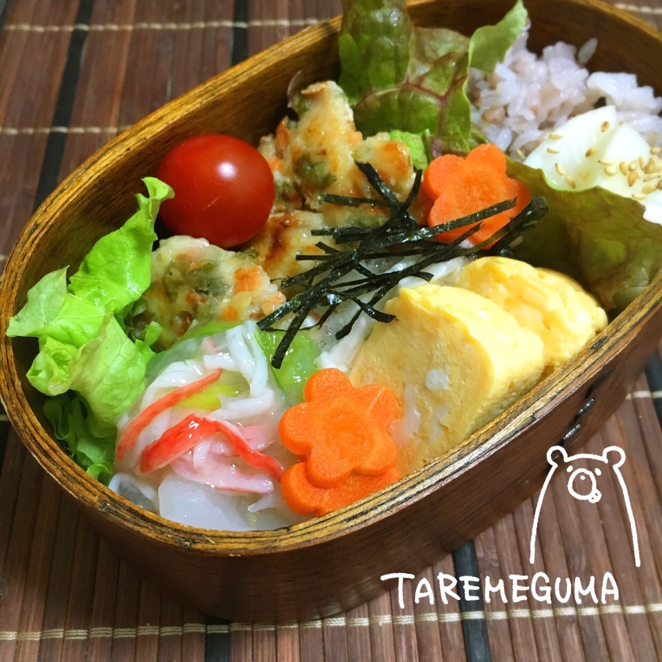 ＊鶏胸肉と大葉のゴロゴロ焼き
＊だし巻き玉子
＊カブのカニカマ餡かけ
＊長いもの梅和え
＊自家製ぬか漬け