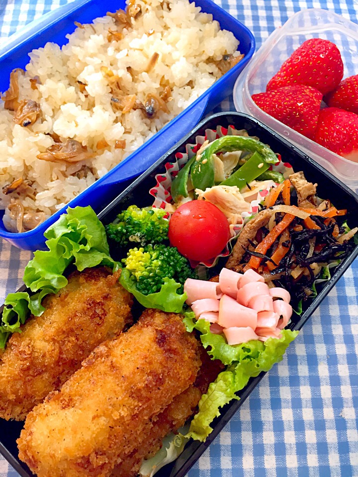 トマトの肉巻きフライ弁当☆4/14