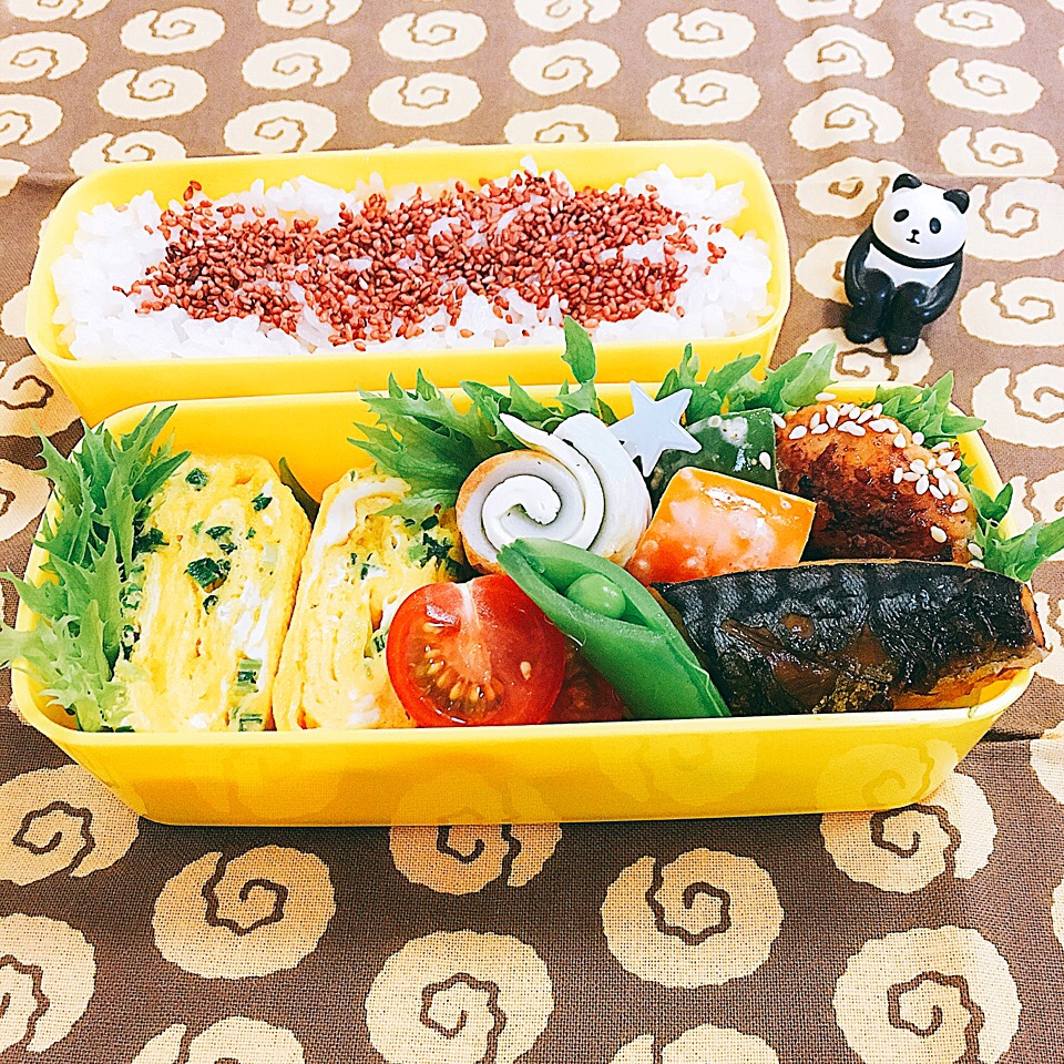 鶏つくねと鯖焼き弁当 #お弁当 #お弁当フォト