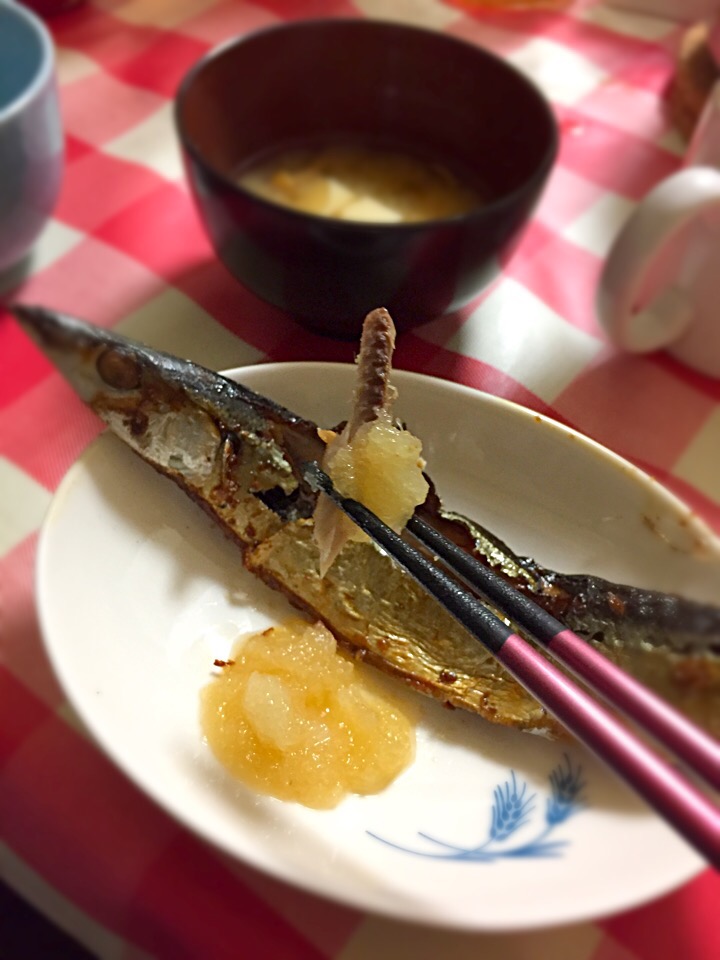 秋刀魚を新玉ねぎのこぶおろしで♪子どもたちに大好評でした(*^o^*)