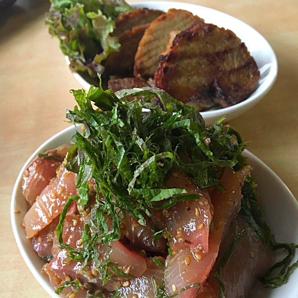 ブリの胡麻和えと炙りチャーシュー