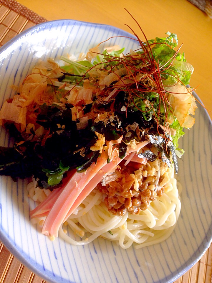 納豆冷やしうどん
天かすカリカリ^ ^