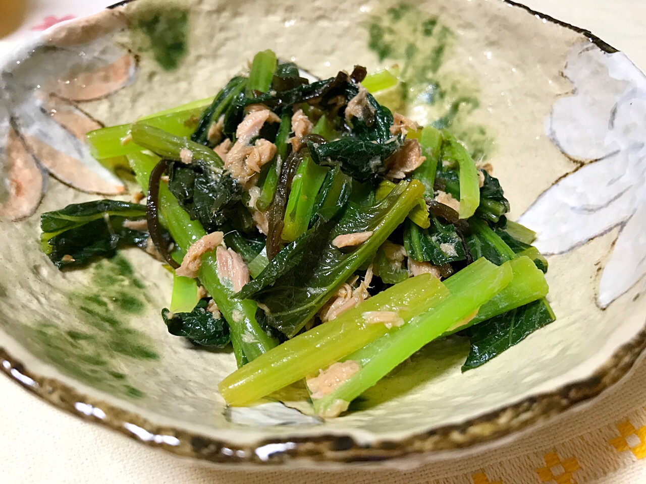 小松菜と塩昆布とツナ和え
