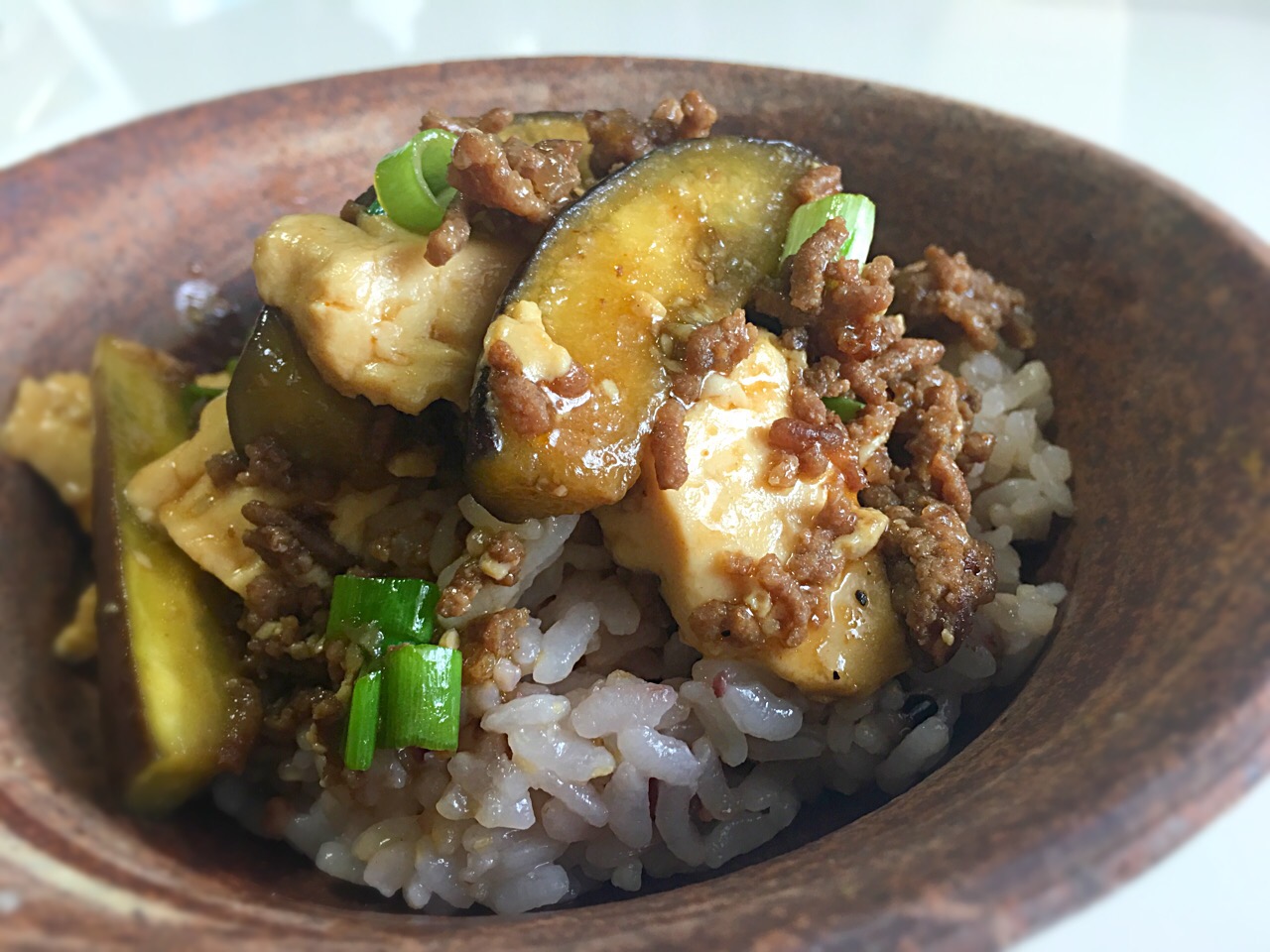 麻婆茄子豆腐丼