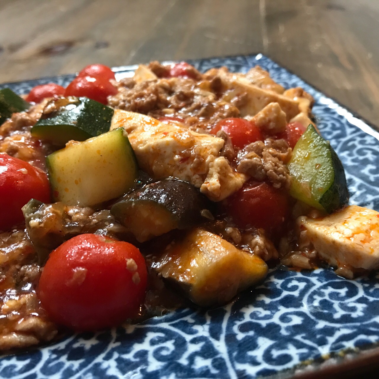 麻婆豆腐トマトズッキーニ茄子