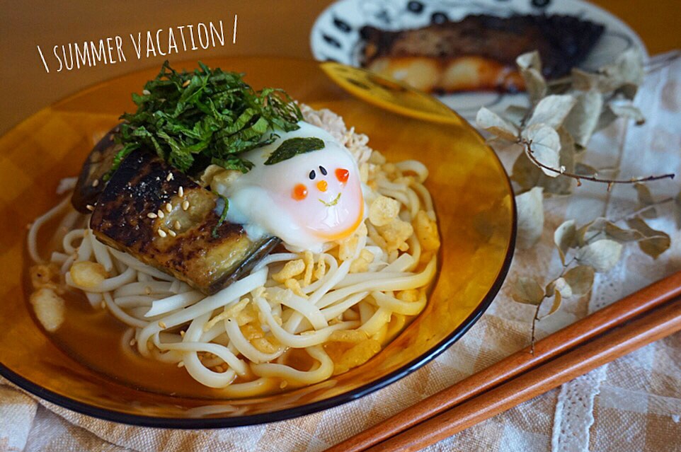 茄子の焼き浸しのっけ！ぶっかけうどん