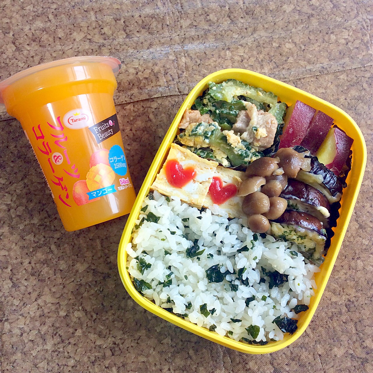 わかめごはんとゴーヤチャンプル弁当♬