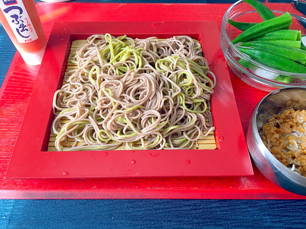 朝RUN汗ダクからの朝食は冷水〆ざる蕎麦オクラ付き(^^)/