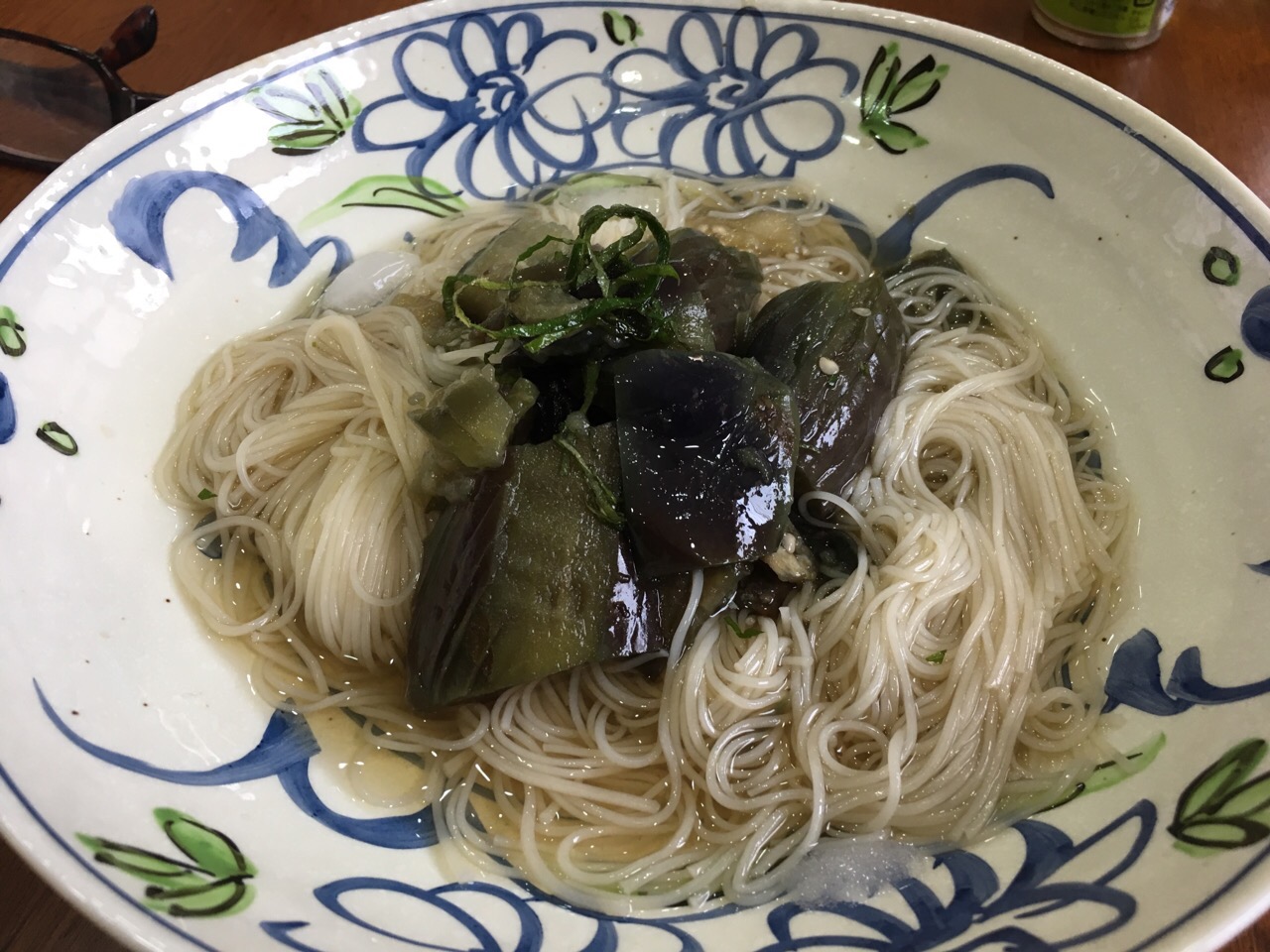 干しエビと茄子の煮物 &素麺