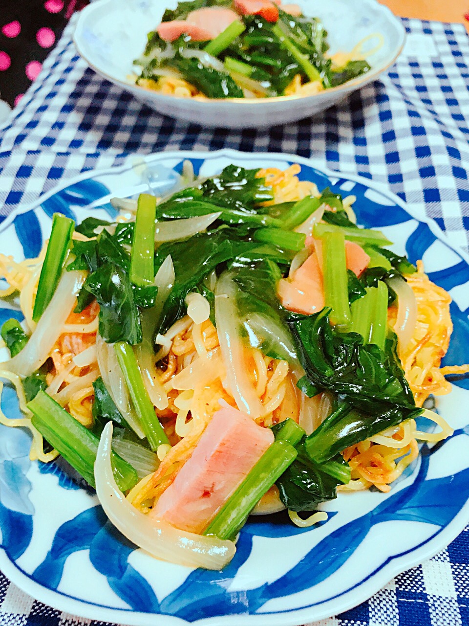 小松菜とベーコンのあんかけかた焼きそば#あんかけかた焼きそば