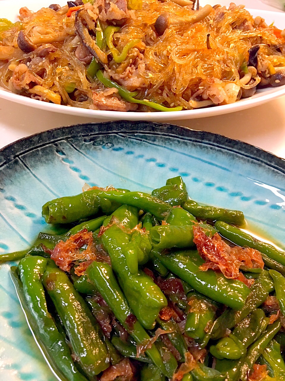 万願寺とうがらしの甘辛炒め チャプチェ 万願寺とうがらし美味しい♡