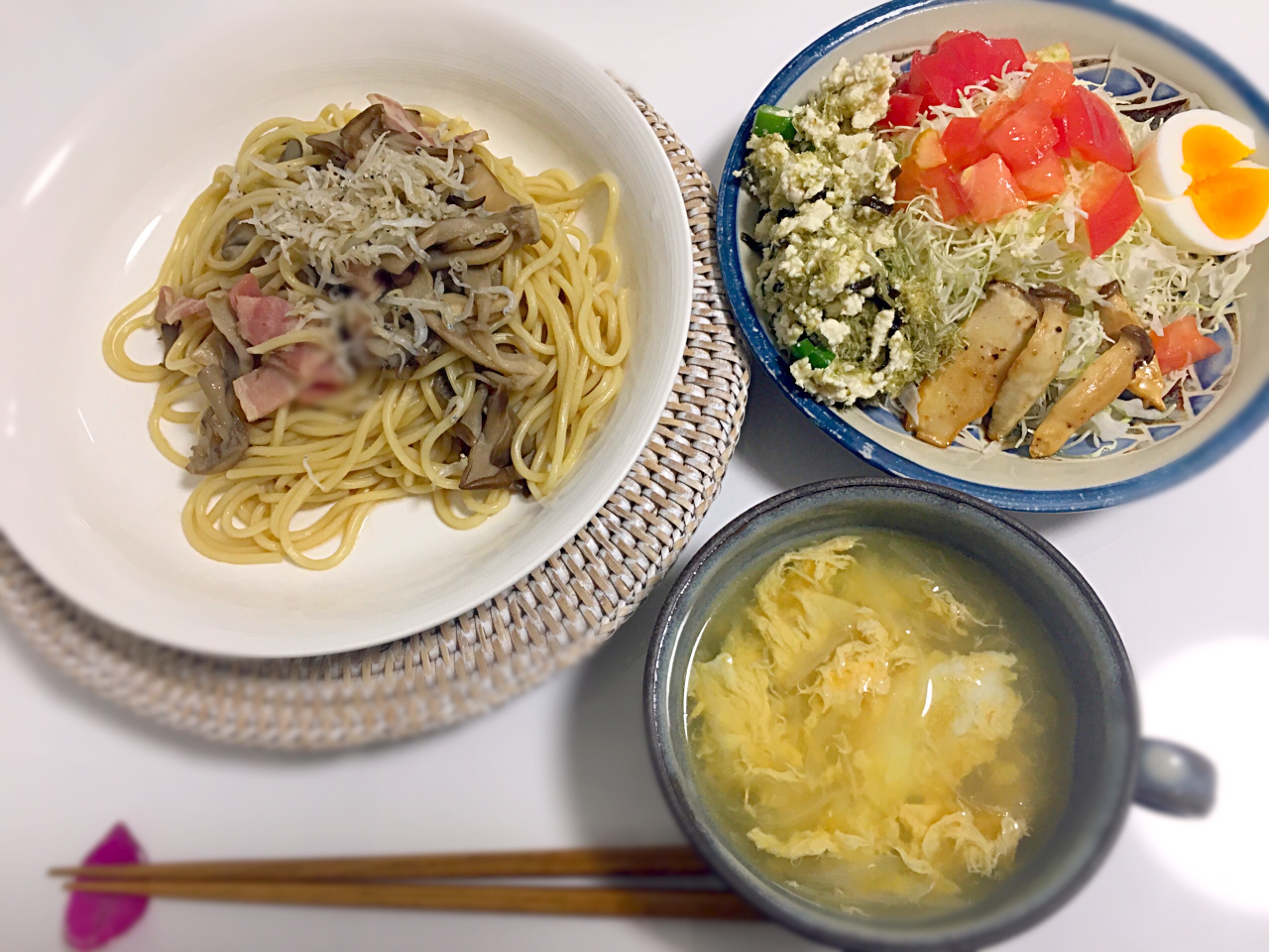 しらすとキノコの和風パスタ♡