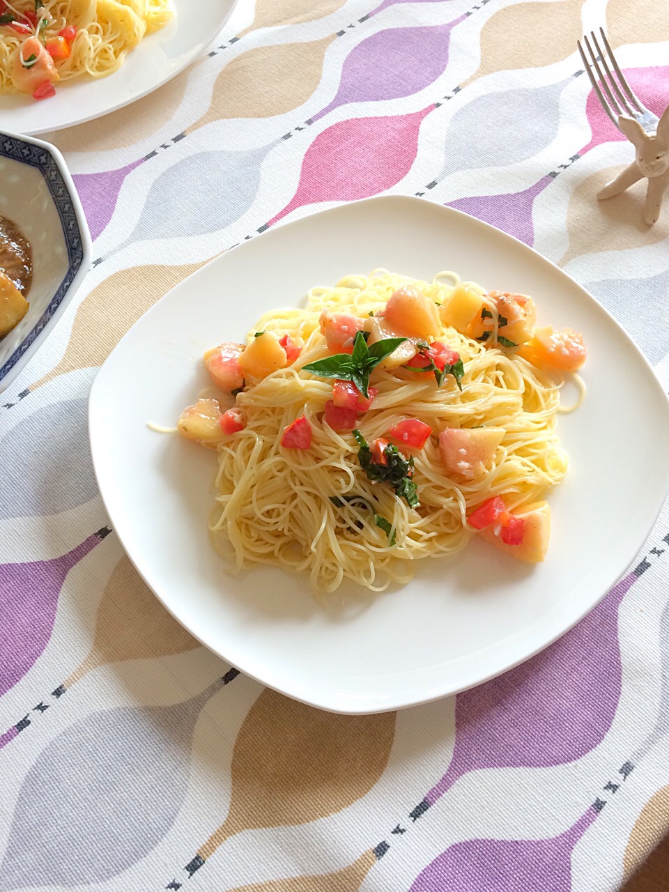 桃?と生ハムのパスタ?