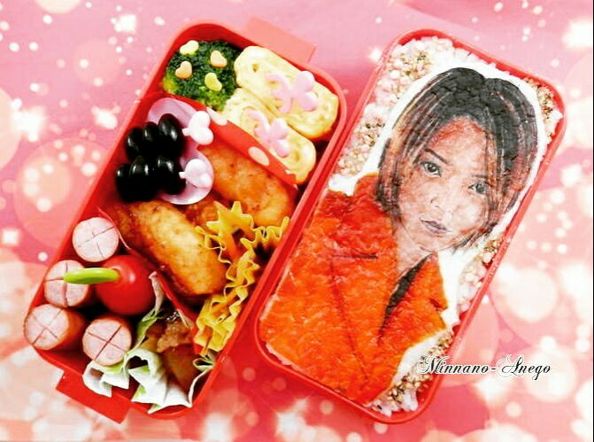 ショートカットの 安室奈美恵 弁当 オブラートアート 似顔絵弁当 中学生弁当 Bento世界グランプリ17 ヤマサ醤油株式会社