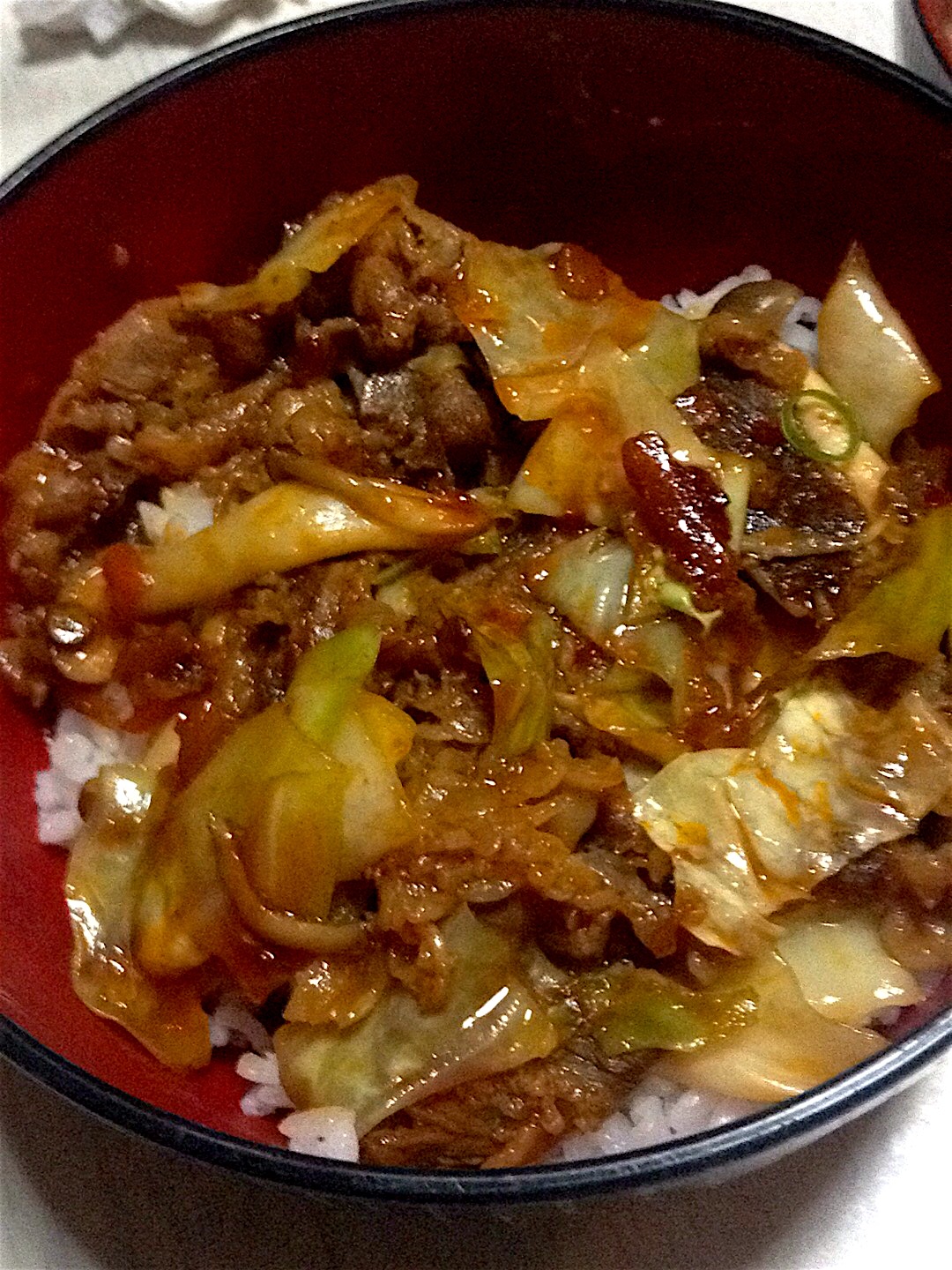 台風の日コチュジャン炒め丼