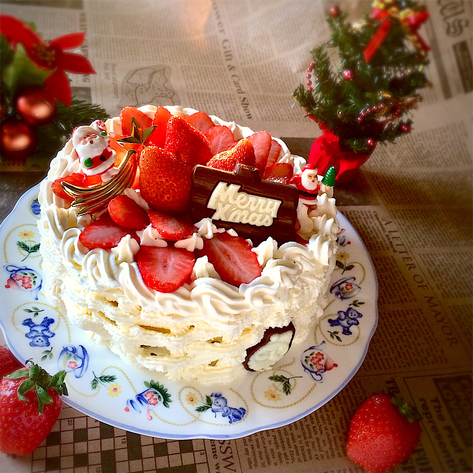 クリスマスケーキ 作りました?
モニターで頂いた砂糖使用！
#クリスマスケーキ  #メリークリスマス #苺 #ショートケーキ #頑張った #2017年クリスマス #? #手作り #ホールケーキ #バスケット絞り