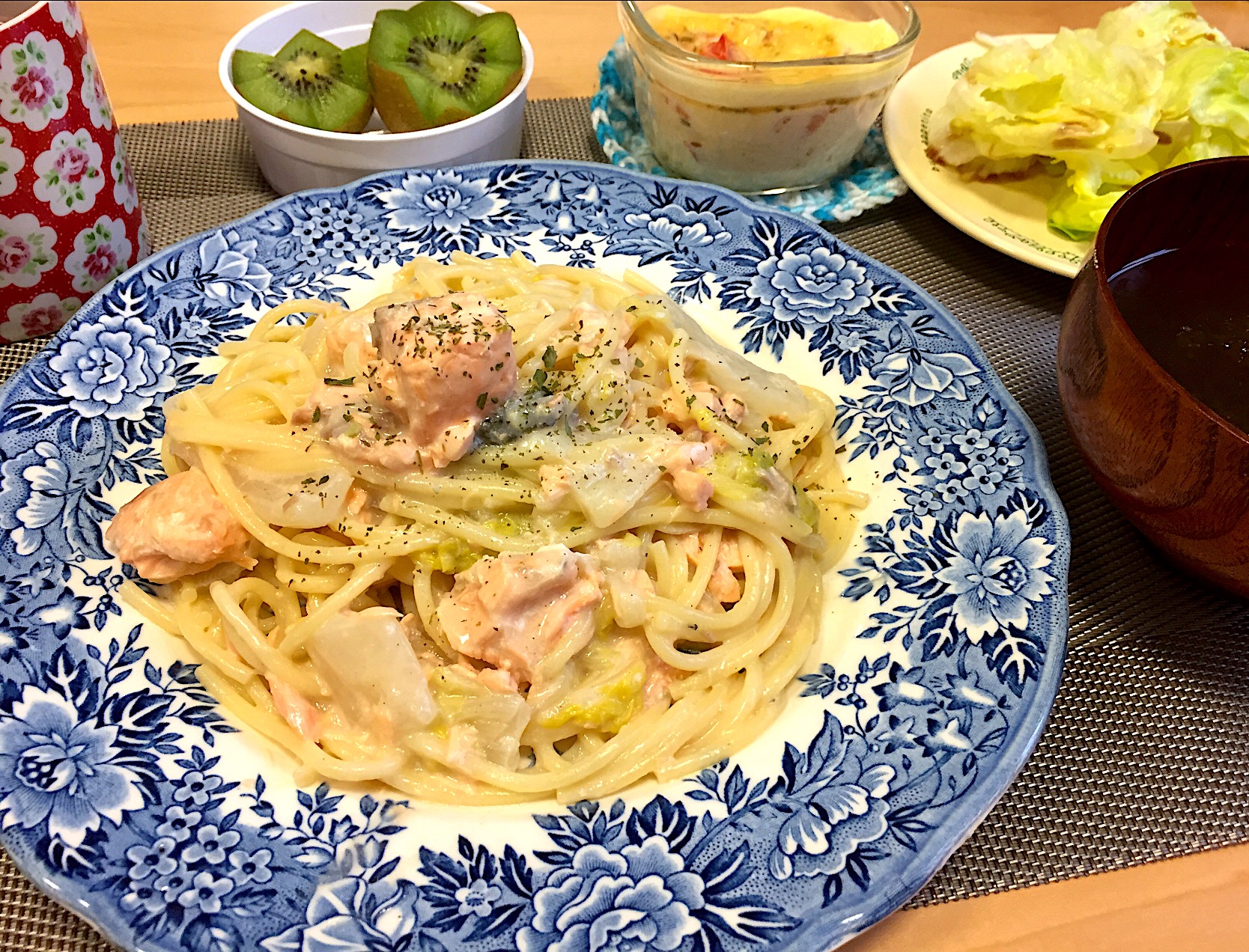 鮭と白菜の和風クリームパスタ