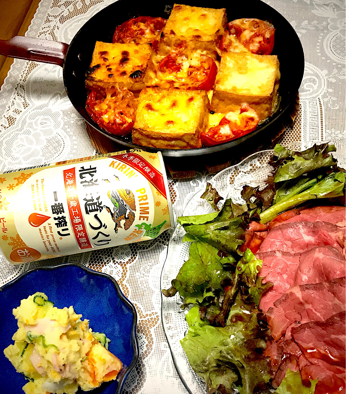 豆腐とトマトのチーズ焼き
ローストビーフサラダ