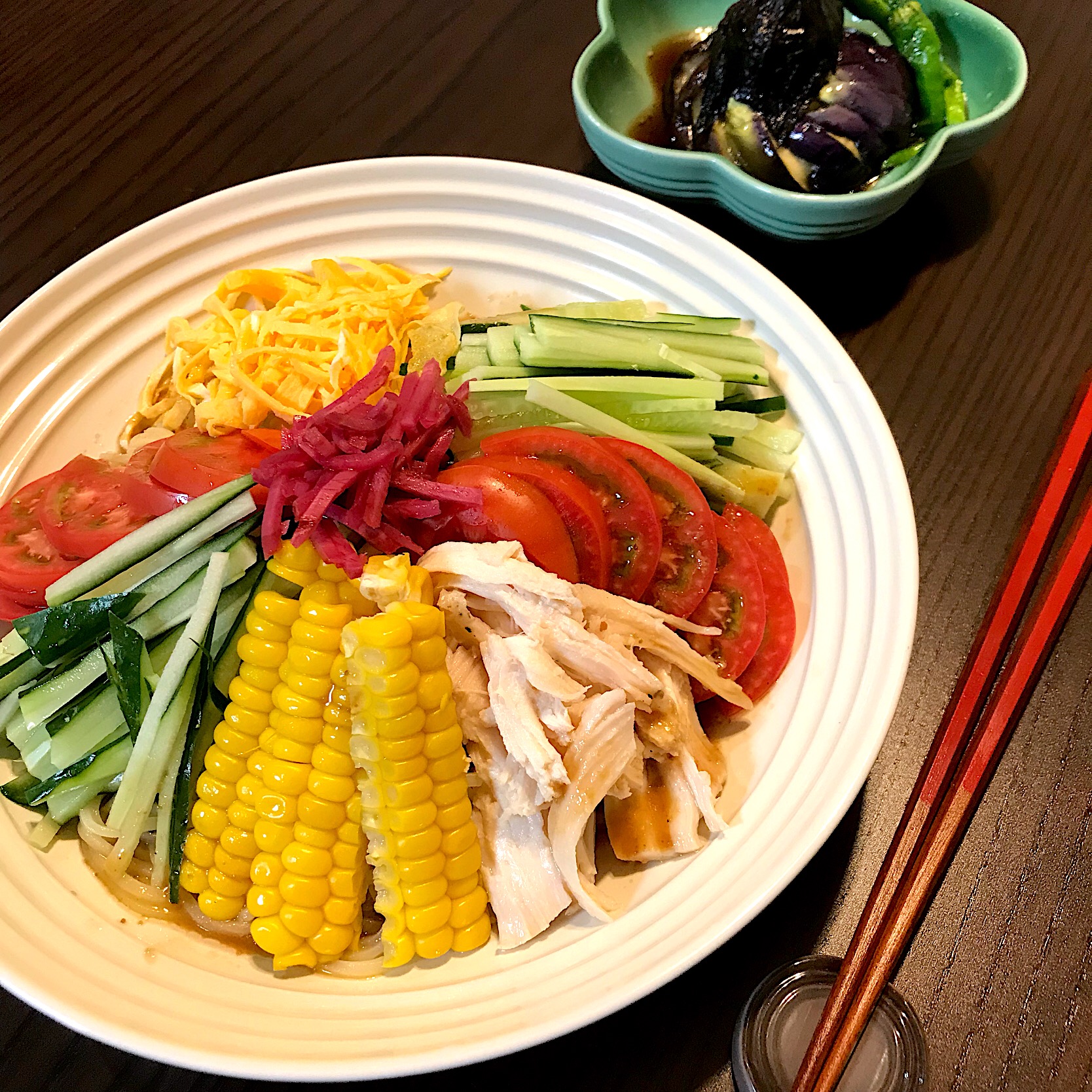 冷し中華&茄子の揚げ浸し♪