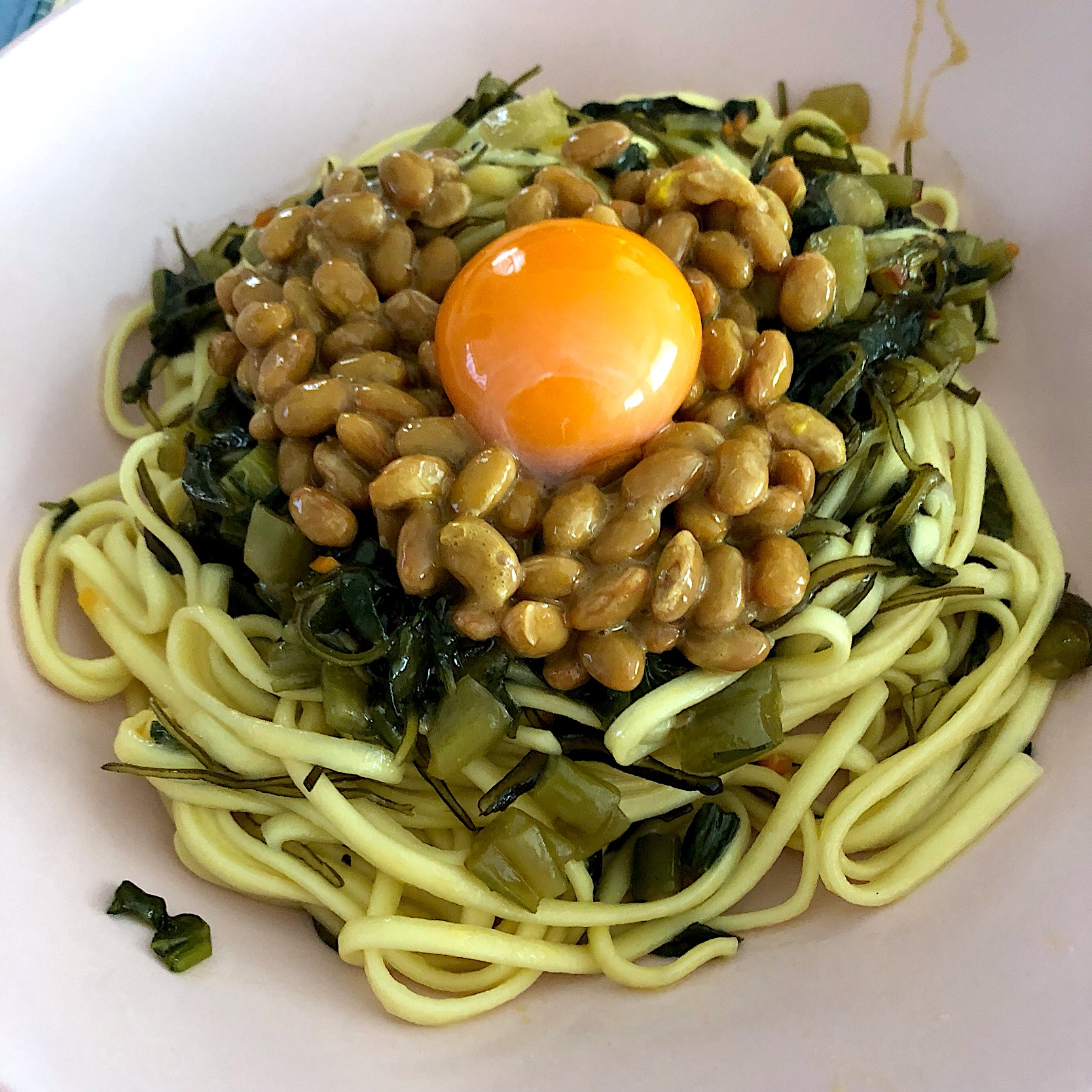 野沢菜昆布納豆パスタLUNCH♡2018/08/17