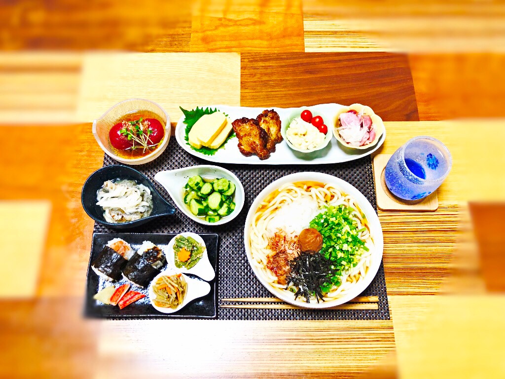 またまた麺類な夜ご飯 夜ごはん うどん 和食 おにぎり ヤマサ醤油 夏麺グランプリ18 ヤマサ醤油株式会社