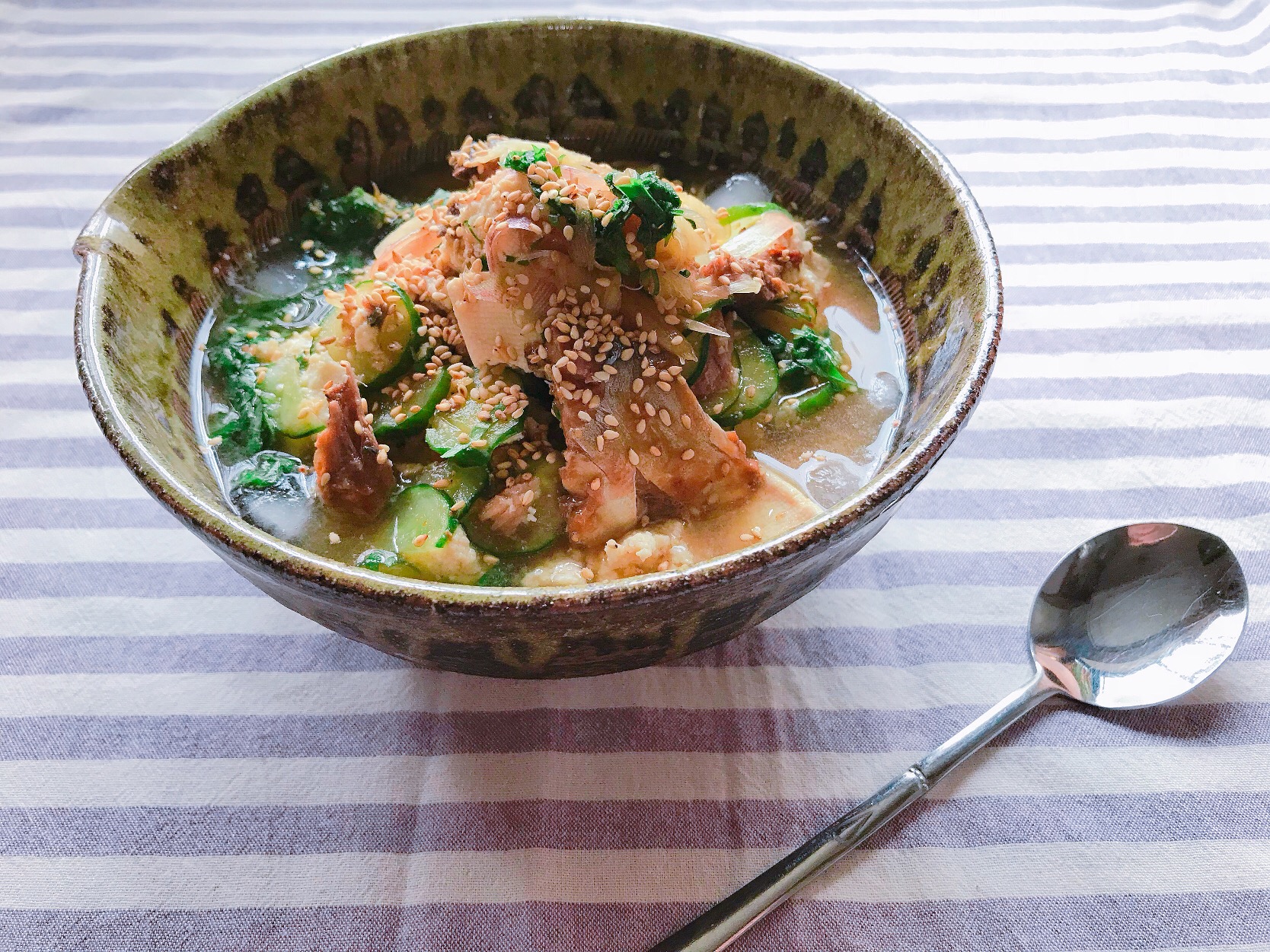 梅味噌醤油で冷や汁✧*。