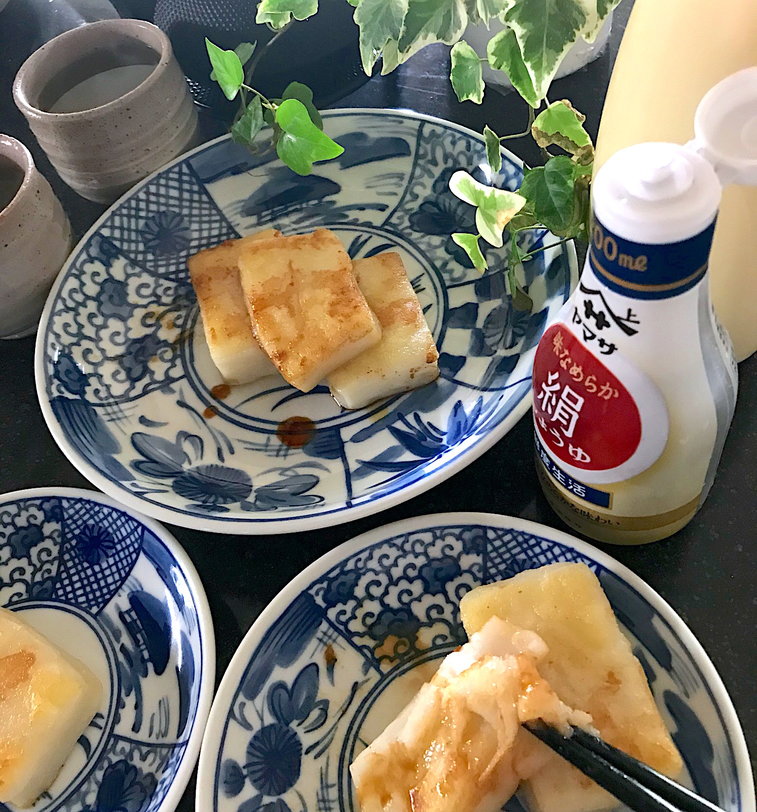 お昼焼き餅、バター✖︎絹しょうゆ