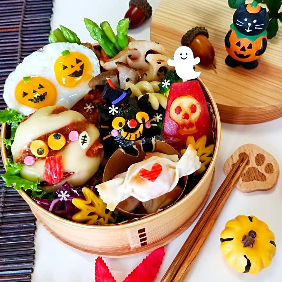 ハロウィン ロコモコ弁当 黒猫ちゃんキャンディー みっけ Bento世界グランプリ18 ヤマサ醤油株式会社