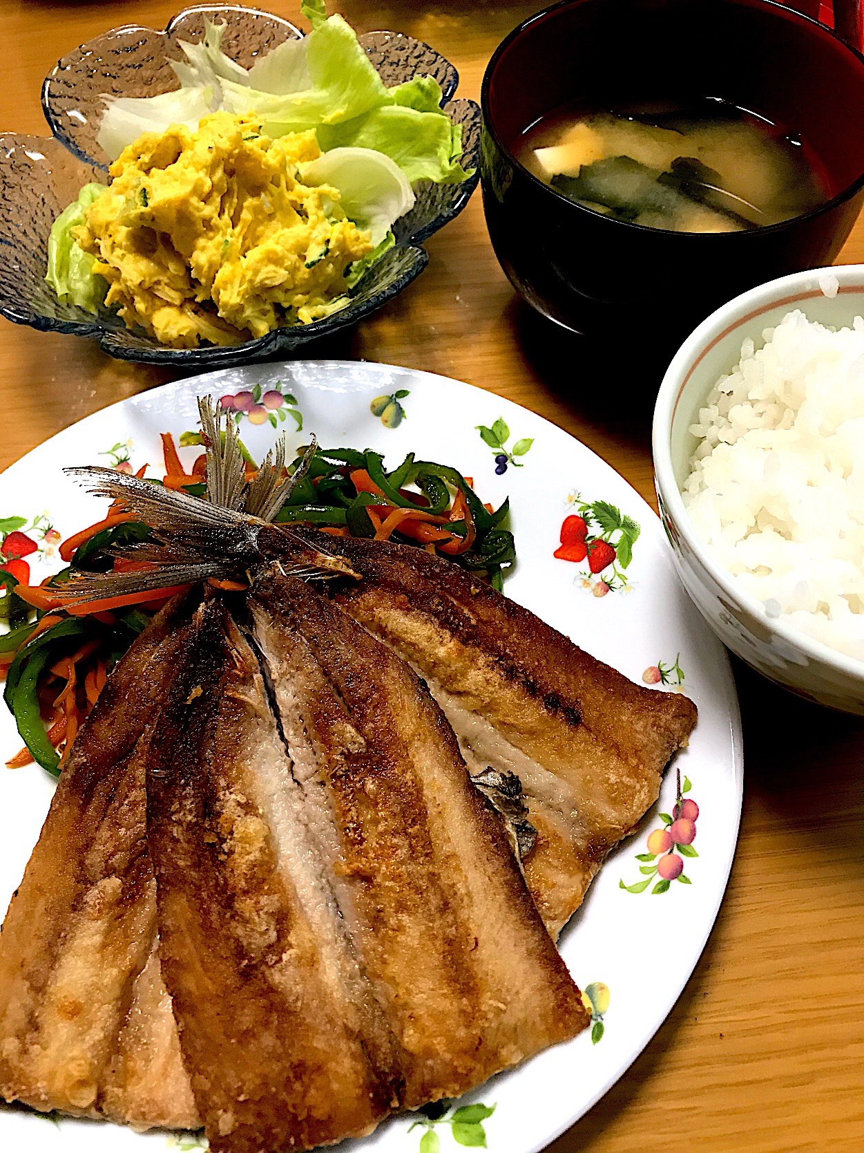 イワシの唐揚げ&カボチャサラダ