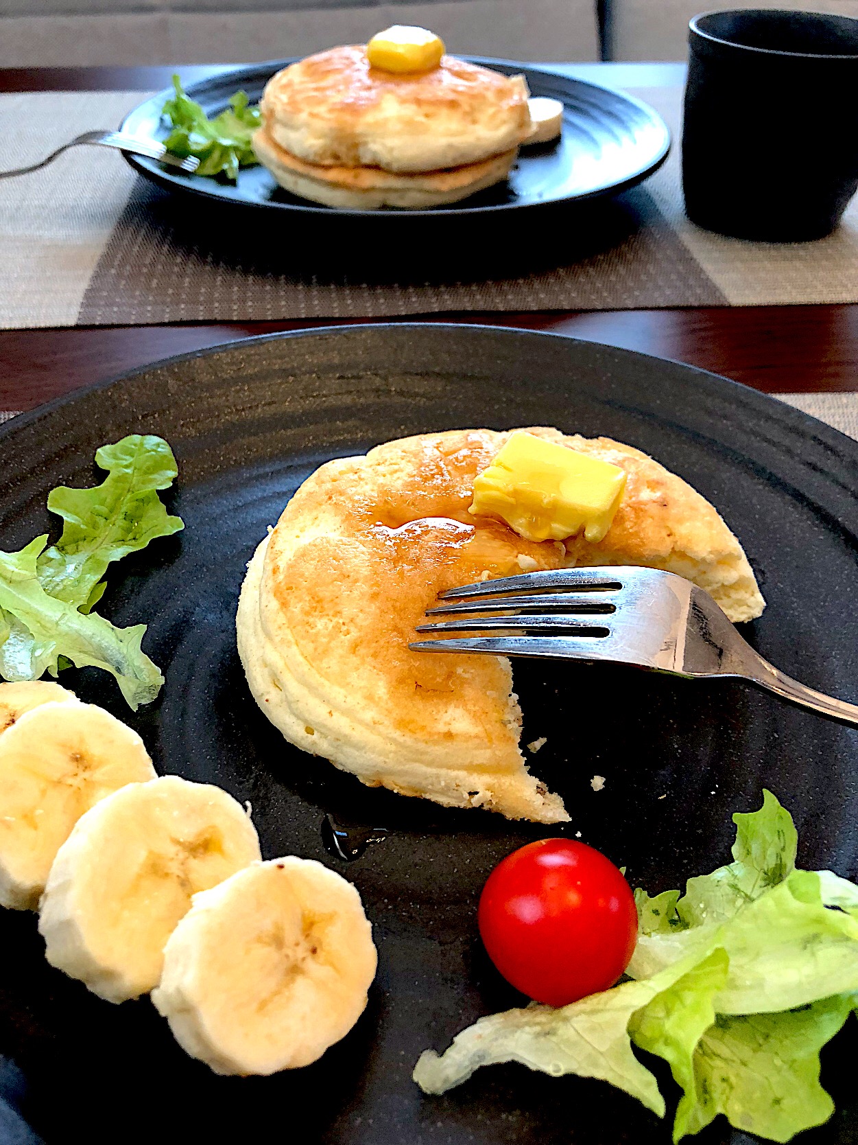 今日の朝ごはん パンケーキ バナナ バターとメープルシロップ おうちカフェ さば缶グランプリ18 ヤマサ醤油株式会社