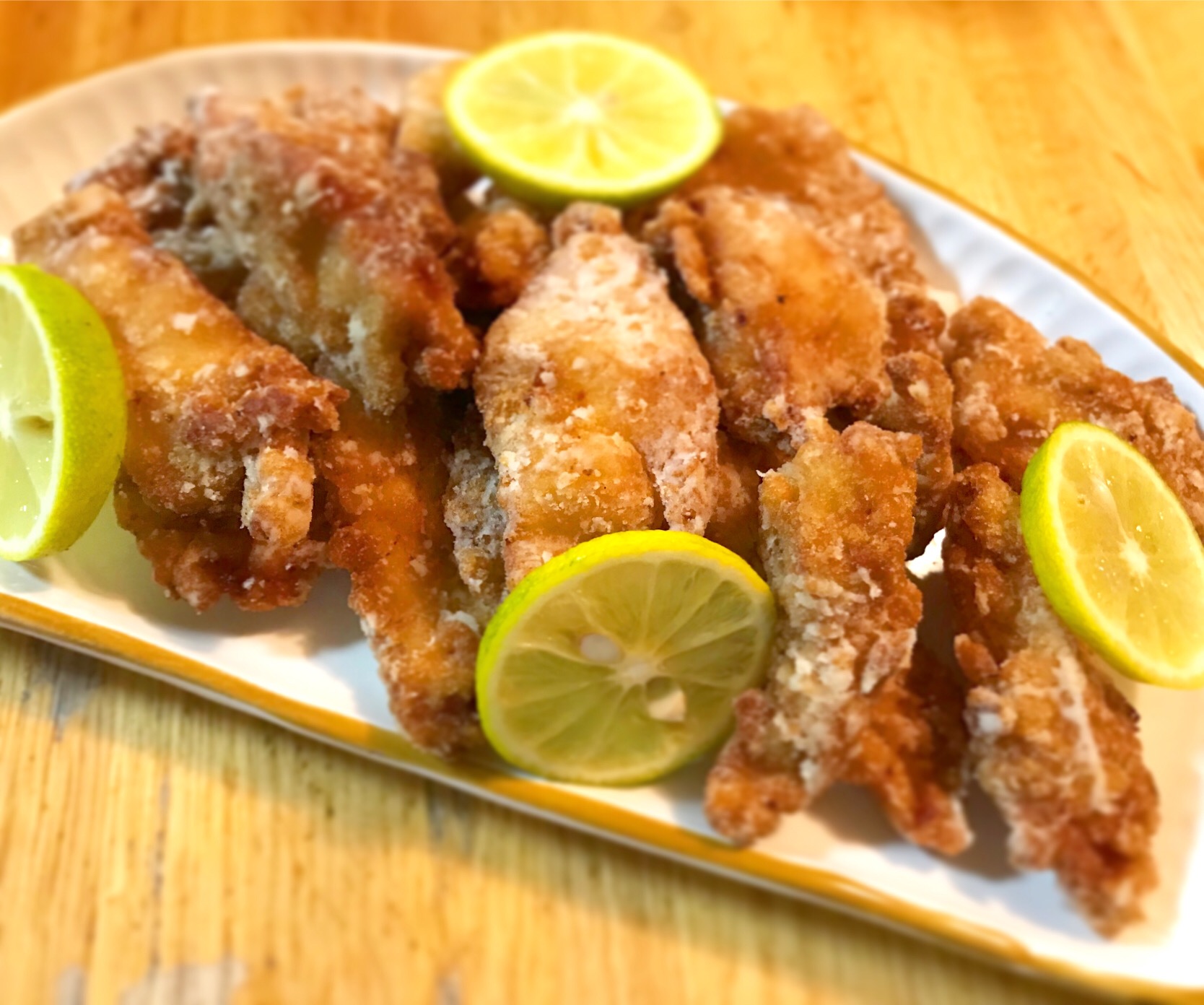 ムネ肉のにんにく醤油と生姜の唐揚げ