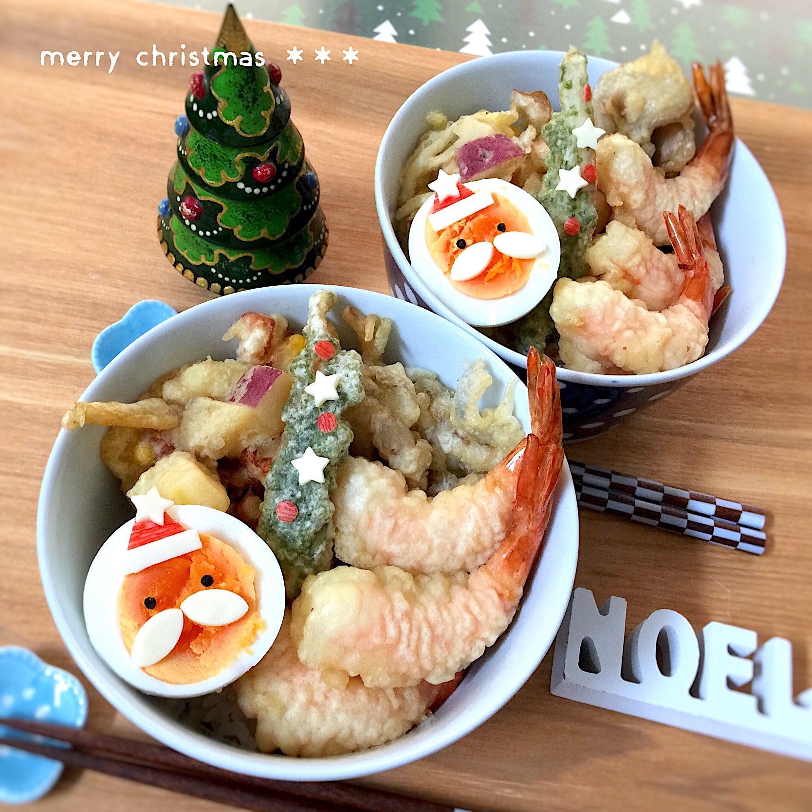 クリスマス丼ぶり☆天ぷら&かき揚げ