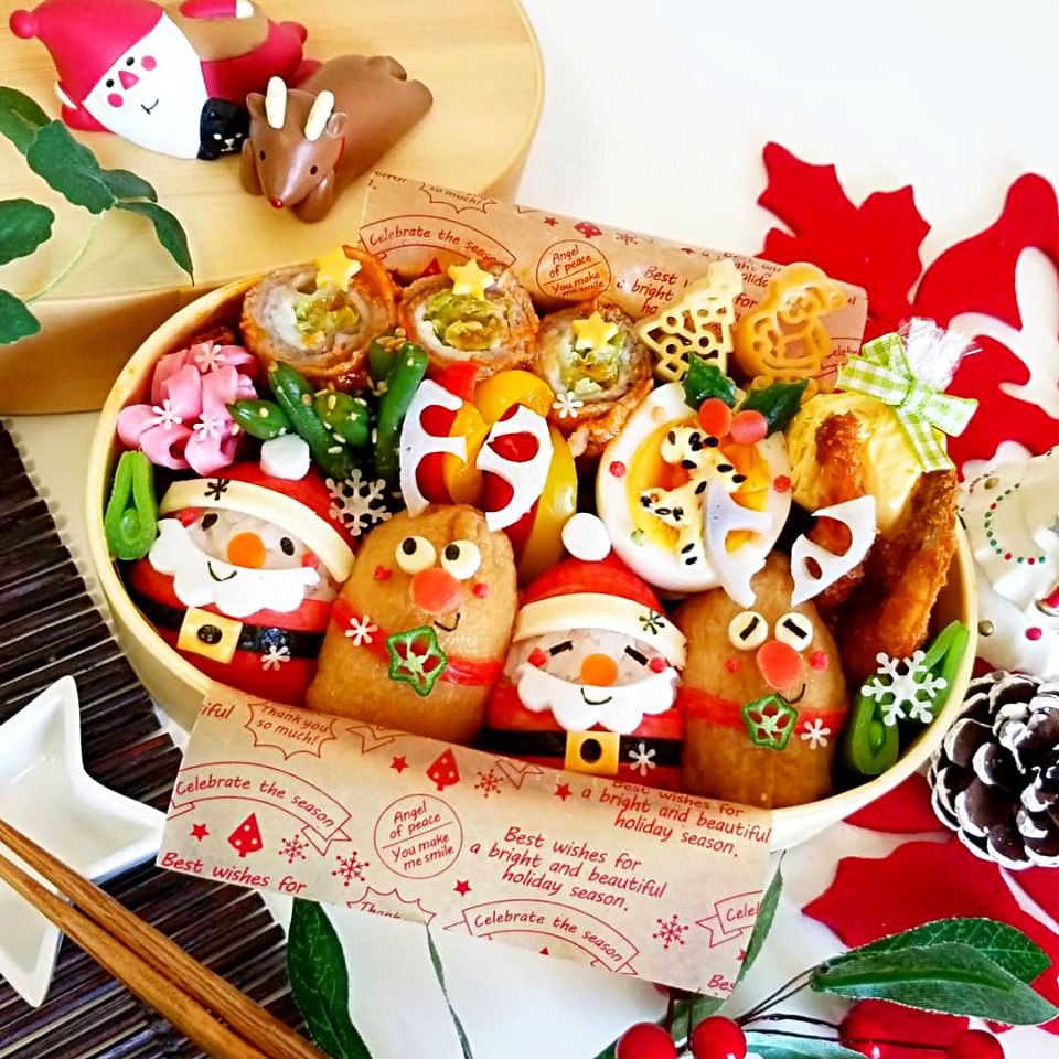 サンタおにぎり?&トナカイいなりのクリスマス弁当?✨