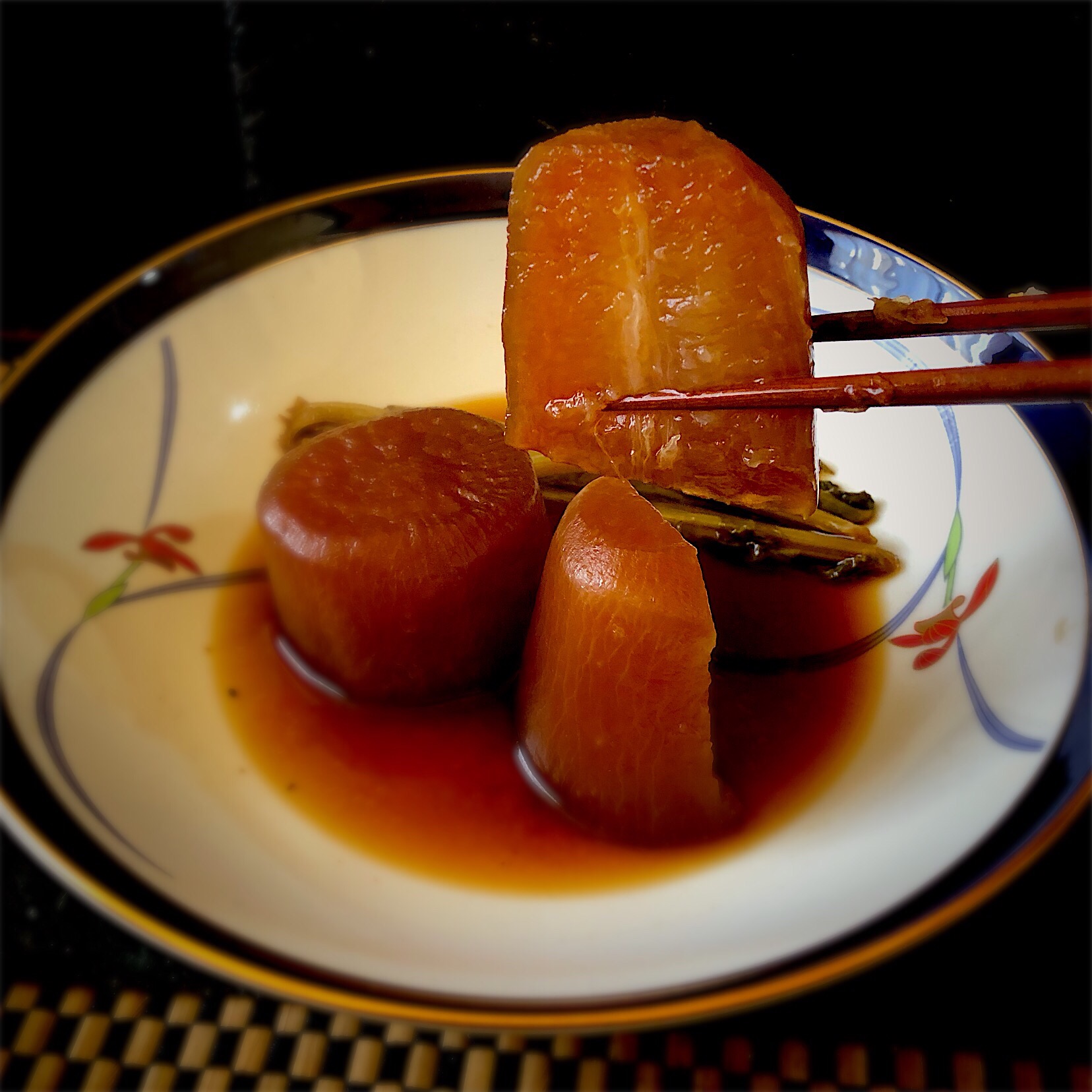 佐野未起の料理 #カンジャンケジャンのアフターでラーメンスープで大根の煮付け