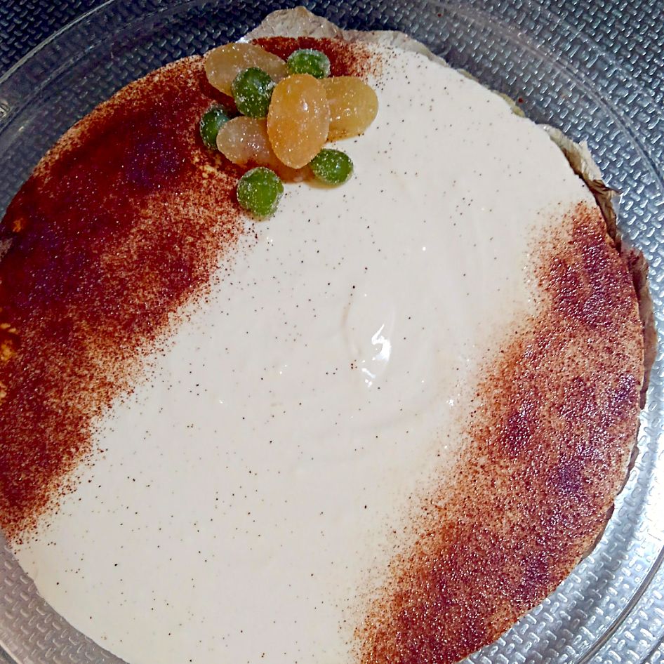 甘納豆のレアチーズケーキ