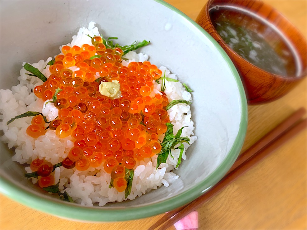 お昼は豪華にいくら丼♪うましです。