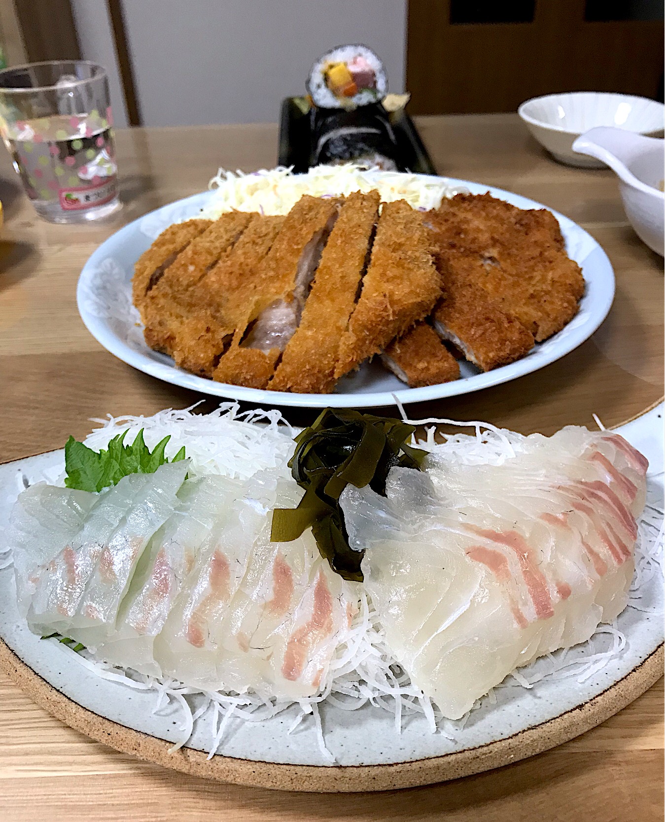 恵方巻き♡ とんかつ♡ 鯛のお刺身♡